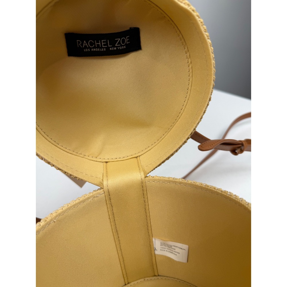 Rachel Zoe Straw Bucket Bag Tan Faux Leather Studded Crossbody Handbag NEW - Picture 9 of 11